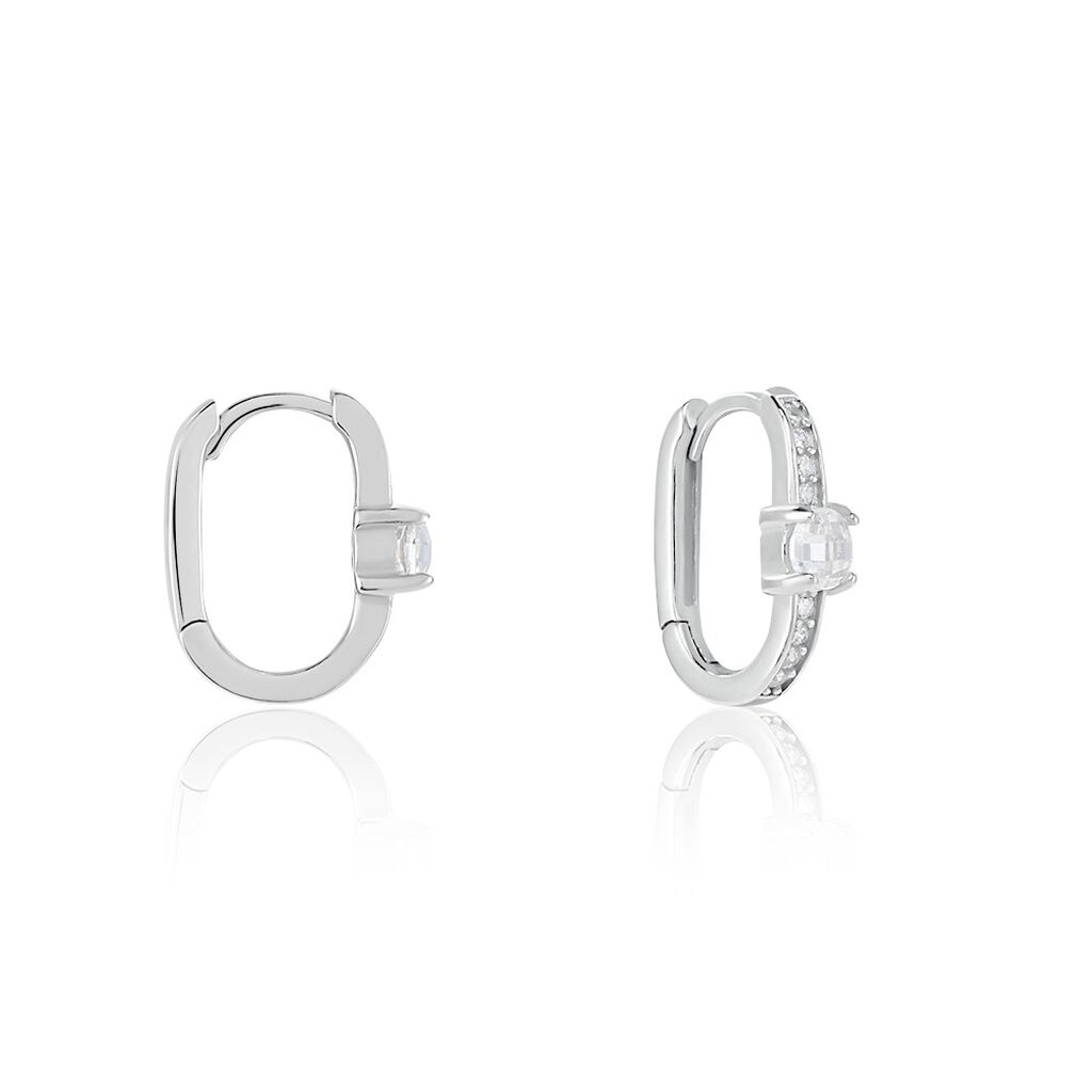 Créoles Francene Argent Blanc Oxyde De Zirconium - Boucles d'oreilles créoles Femme | Histoire d’Or