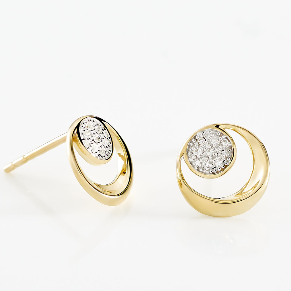 Boucles D'oreilles Puces Liana Or Jaune Diamant - Clous d'oreilles Femme | Histoire d’Or