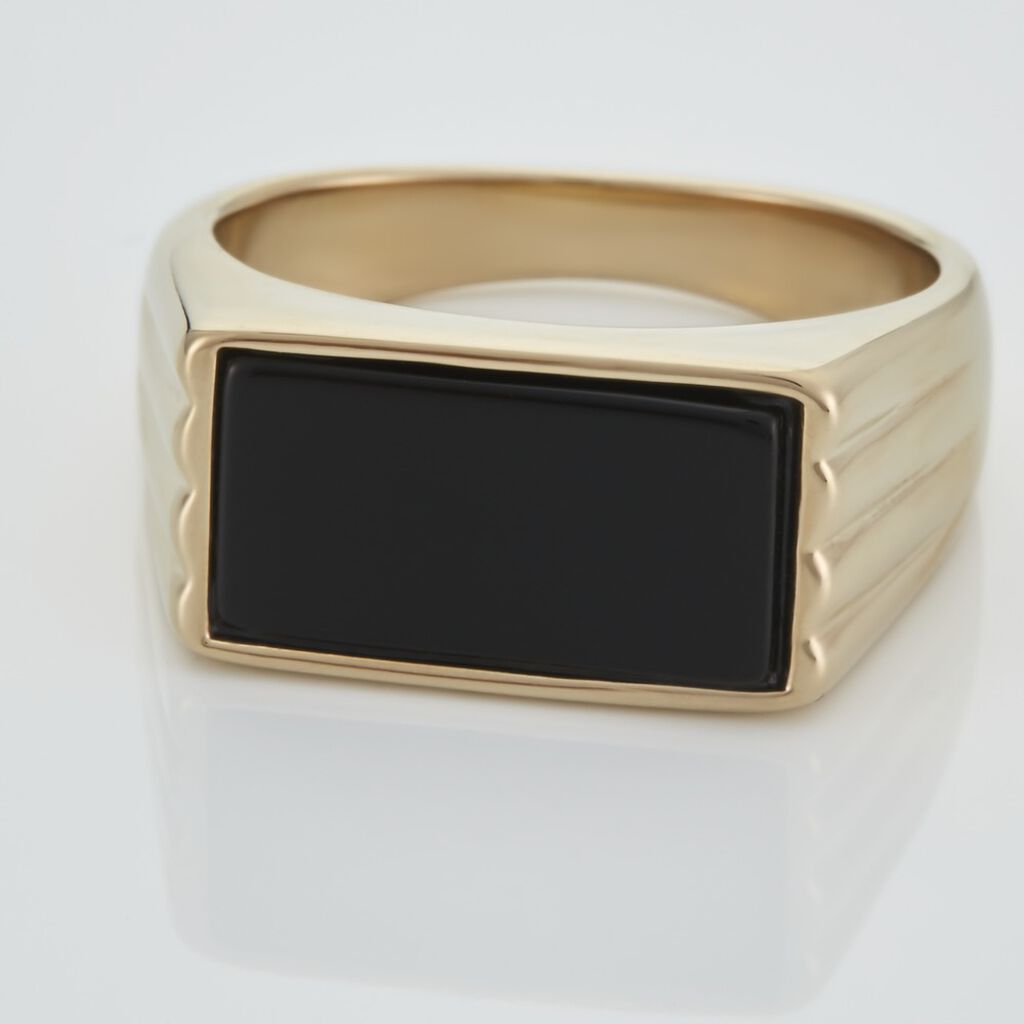 Chevali&egrave;re Plaqu&eacute; Hadrien Onyx - Bagues solitaires Homme | Histoire d&rsquo;Or