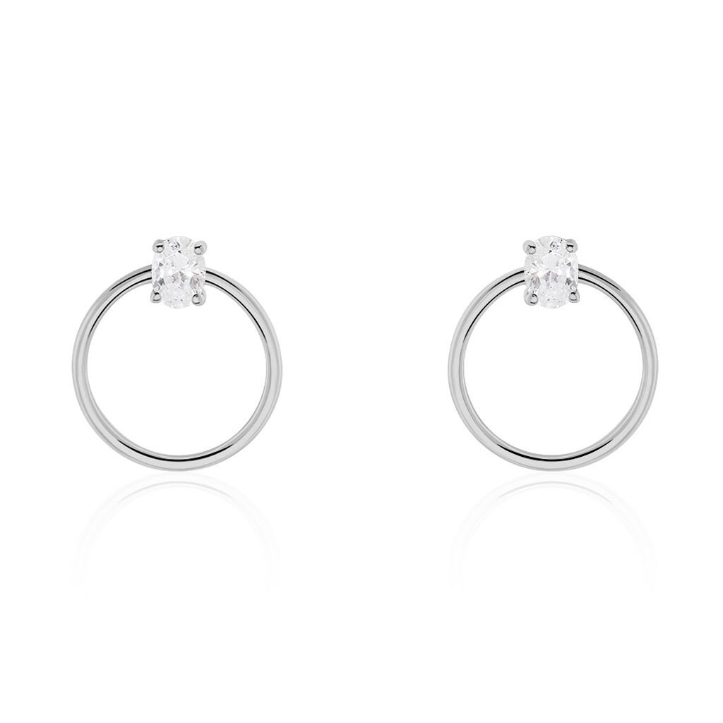 Cr&eacute;oles Kip Or Blanc Oxyde De Zirconium - Boucles d'oreilles cr&eacute;oles Femme | Histoire d&rsquo;Or