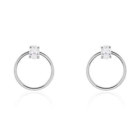 Cr&eacute;oles Kip Or Blanc Oxyde De Zirconium - Boucles d'oreilles cr&eacute;oles Femme | Histoire d&rsquo;Or