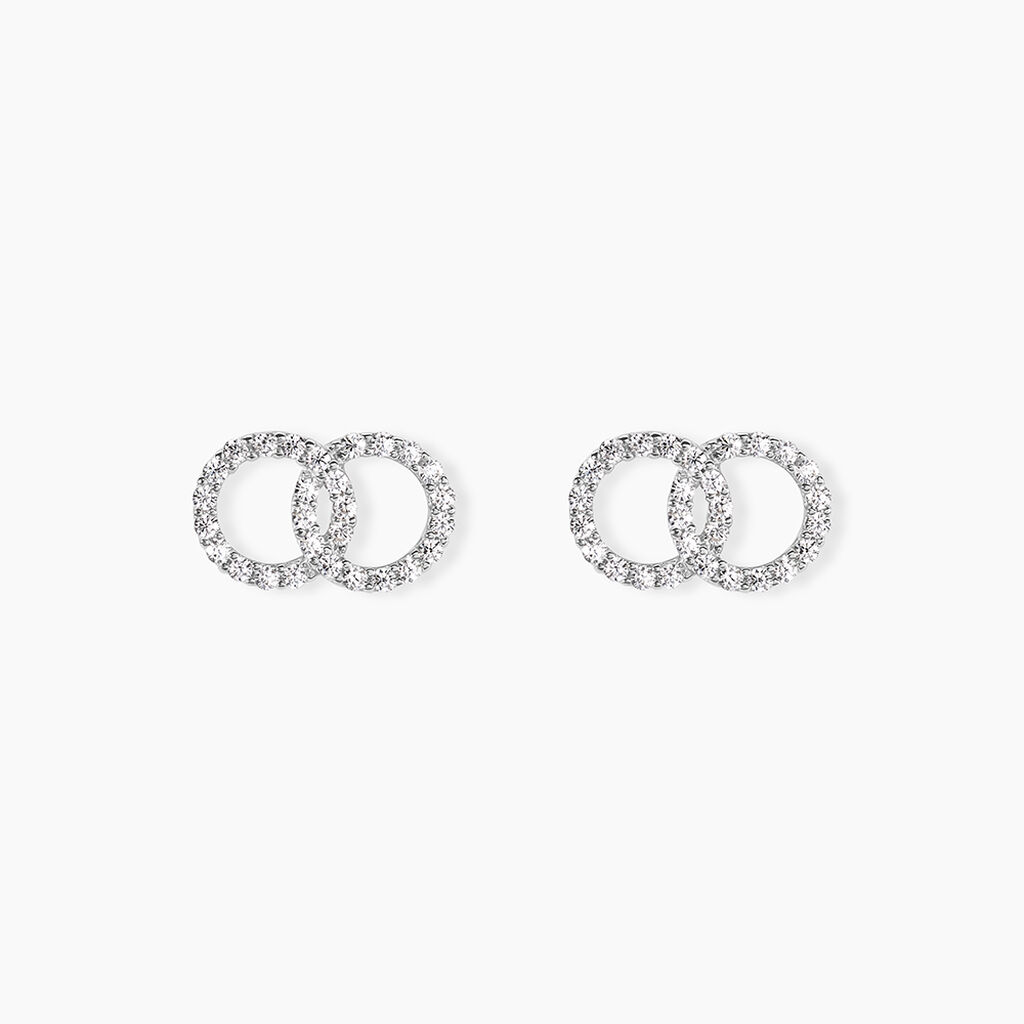 Boucles D'oreilles Puces Iwa Argent Blanc Oxyde De Zirconium - Nouveautés Femme | Histoire d’Or