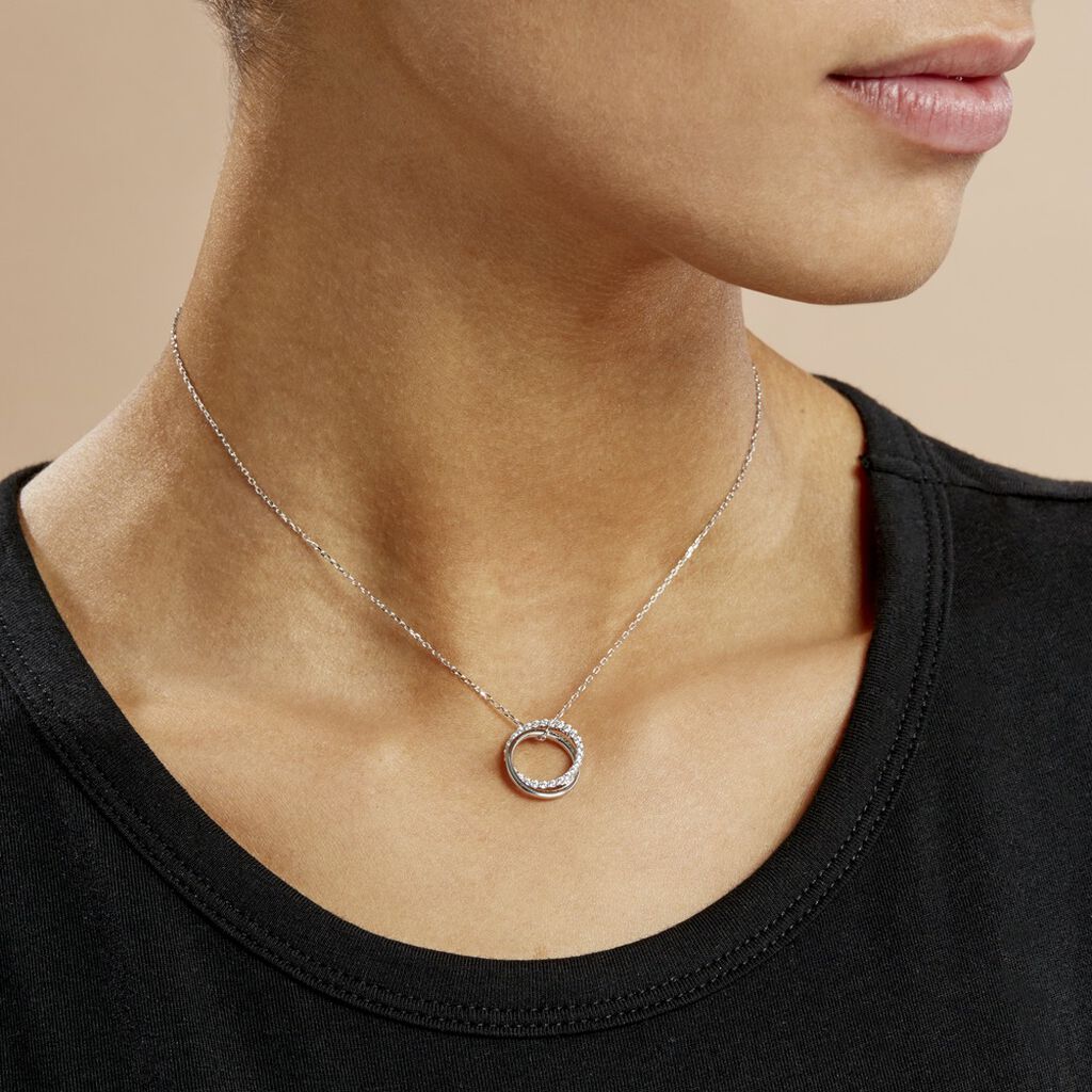 Collier Argent Blanc Circus Oxyde De Zirconium Maille - Colliers fantaisie Femme | Histoire d’Or