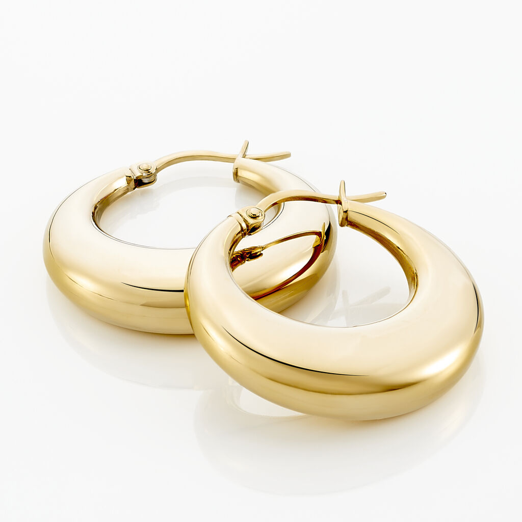 Cr&eacute;oles Creolia Acier Jaune - Boucles d'oreilles cr&eacute;oles Femme | Histoire d&rsquo;Or