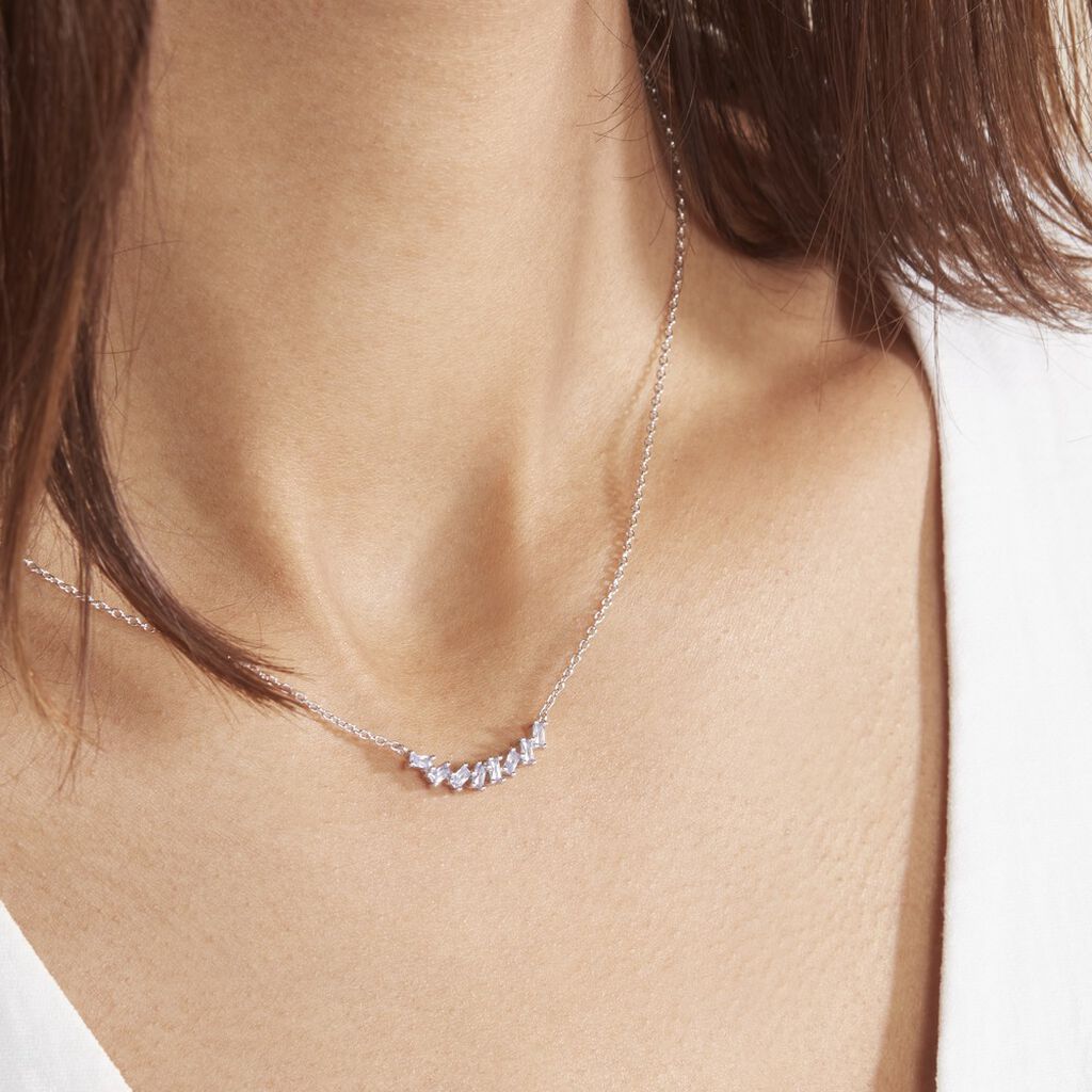 Collier Adonia Argent Blanc Oxyde De Zirconium Bleu - Colliers fantaisie Femme | Histoire d’Or