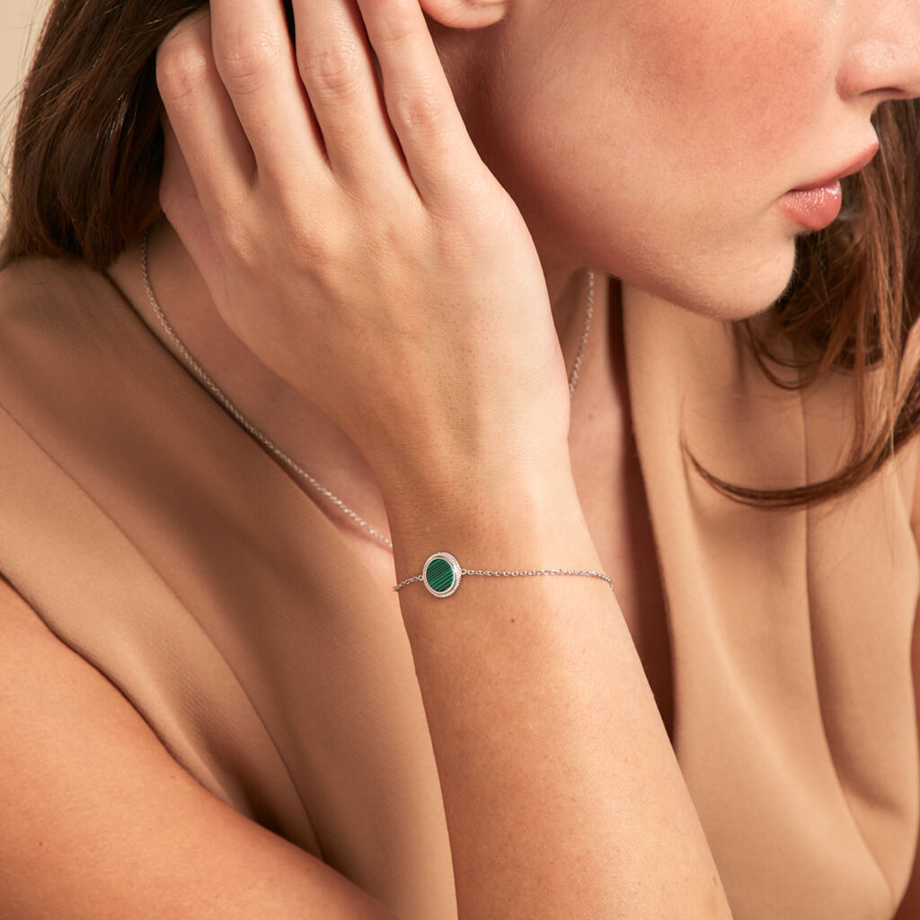 Bracelet Zea Argent Blanc Malachite - Bracelets Femme | Histoire d’Or