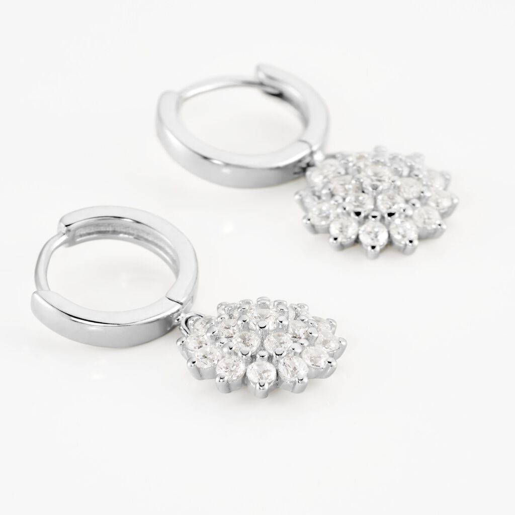 Cr&eacute;oles Argent Blanc Maximille Oxydes De Zirconium - Boucles d'oreilles cr&eacute;oles Femme | Histoire d&rsquo;Or