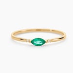 Bague Pr&eacute;cieuses Nuances Or Jaune Emeraude Diamant - Bagues solitaires Femme | Histoire d&rsquo;Or