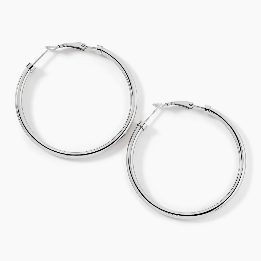 Créoles Carmeline Acier Blanc - Boucles d'oreilles créoles Femme | Histoire d’Or