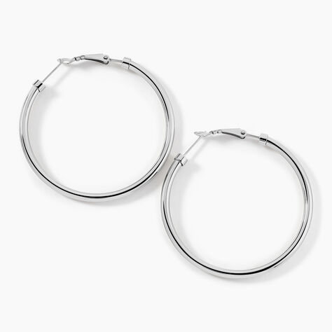 Créoles Carmeline Acier Blanc - Boucles d'oreilles créoles Femme | Histoire d’Or