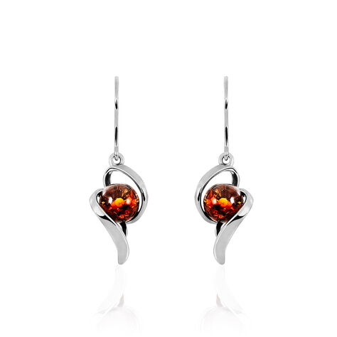 Boucles D'oreilles Pendantes Hilarionne Argent Blanc Ambre - Boucles d'oreilles fantaisie Femme | Histoire d’Or