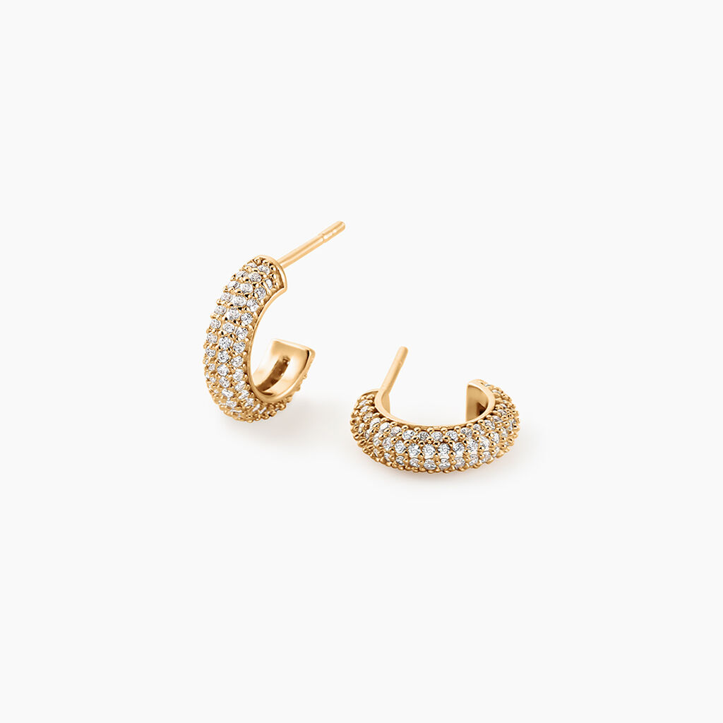 Créoles Plaqué Or Jaune Julitta Oxydes De Zirconium - Boucles d'oreilles créoles Femme | Histoire d’Or