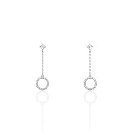 Boucles D'oreilles Pendantes Lim Or Blanc Oxyde De Zirconium - Boucles d'oreilles pendantes Femme | Histoire d’Or