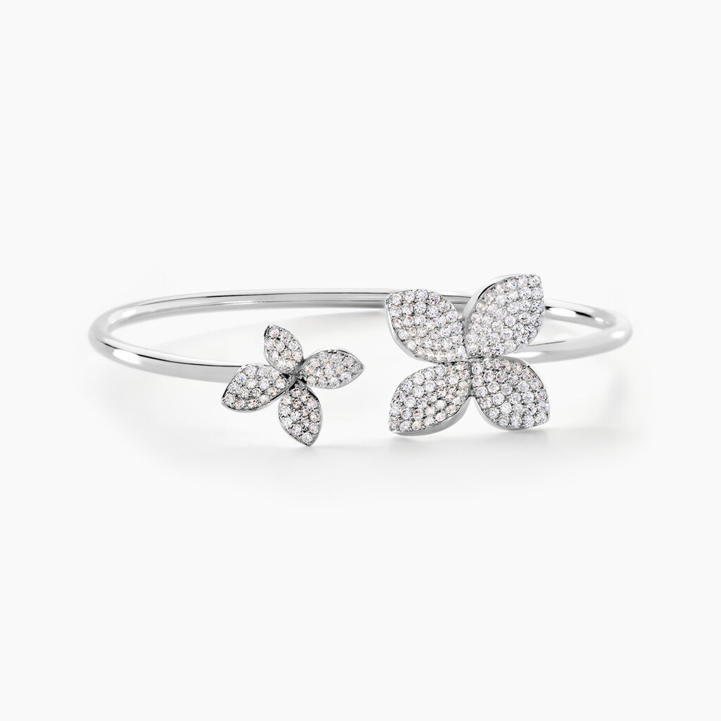 Bracelet Jonc Radiant Bloom Argent Blanc Oxyde