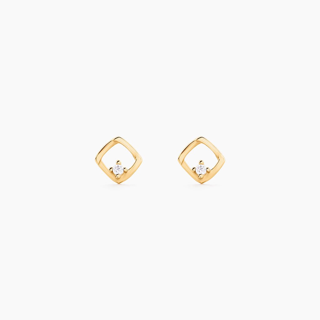 Boucles D'Oreilles Puces Brent Or Jaune Oxyde De Zirconium - Clous d'oreilles Femme | Histoire d’Or
