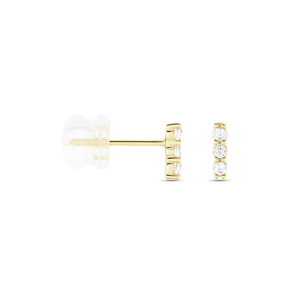 Boucles D'oreilles Puces Youssa Barrettes Or Jaune Oxyde De Zirconium - Clous d'oreilles Femme | Histoire d&rsquo;Or
