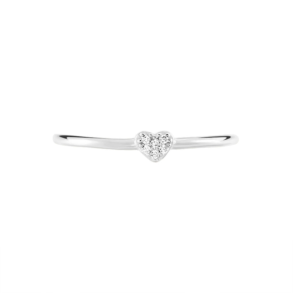 Bague Accumulation Coeur Argent Blanc Oxyde De Zirconium - Bagues Coeur Femme | Histoire d’Or