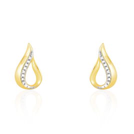 Boucles D'oreilles Puces Goccie Or Jaune Diamant - Clous d'oreilles Femme | Histoire d’Or