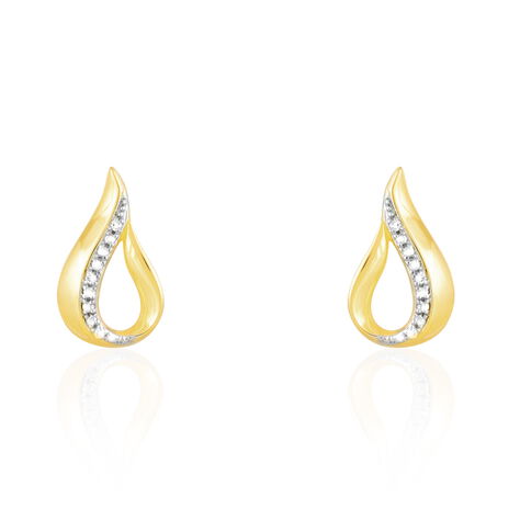 Boucles D'oreilles Puces Goccie Or Jaune Diamant - Clous d'oreilles Femme | Histoire d’Or