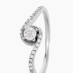 Bague Vrille Accompagnee Or Blanc Diamant - Bagues solitaires Femme | Histoire d&rsquo;Or
