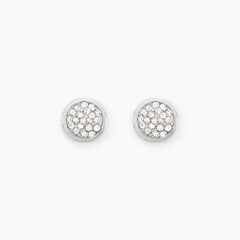 Boucles D'oreilles Puces Or Blanc Strass - Clous d'oreilles Femme | Histoire d’Or