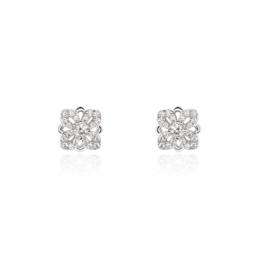 Boucles D'oreilles Puces Isia Argent Blanc Oxyde De Zirconium - Boucles d'oreilles fantaisie Femme | Histoire d’Or