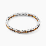 Bracelet M&eacute;tal Acier Blanc Oeil De Tigre - F&ecirc;te des p&egrave;res Homme | Histoire d&rsquo;Or