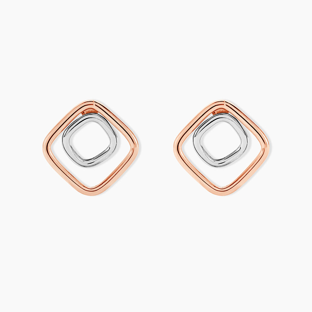 Boucles D'oreilles Pendantes Artahe Carree Or Bicolore - Boucles d'oreilles pendantes Femme | Histoire d&rsquo;Or