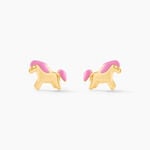 Boucles D'oreilles Puces Heldea Cheval Or Jaune - Clous d'oreilles Enfant | Histoire d&rsquo;Or
