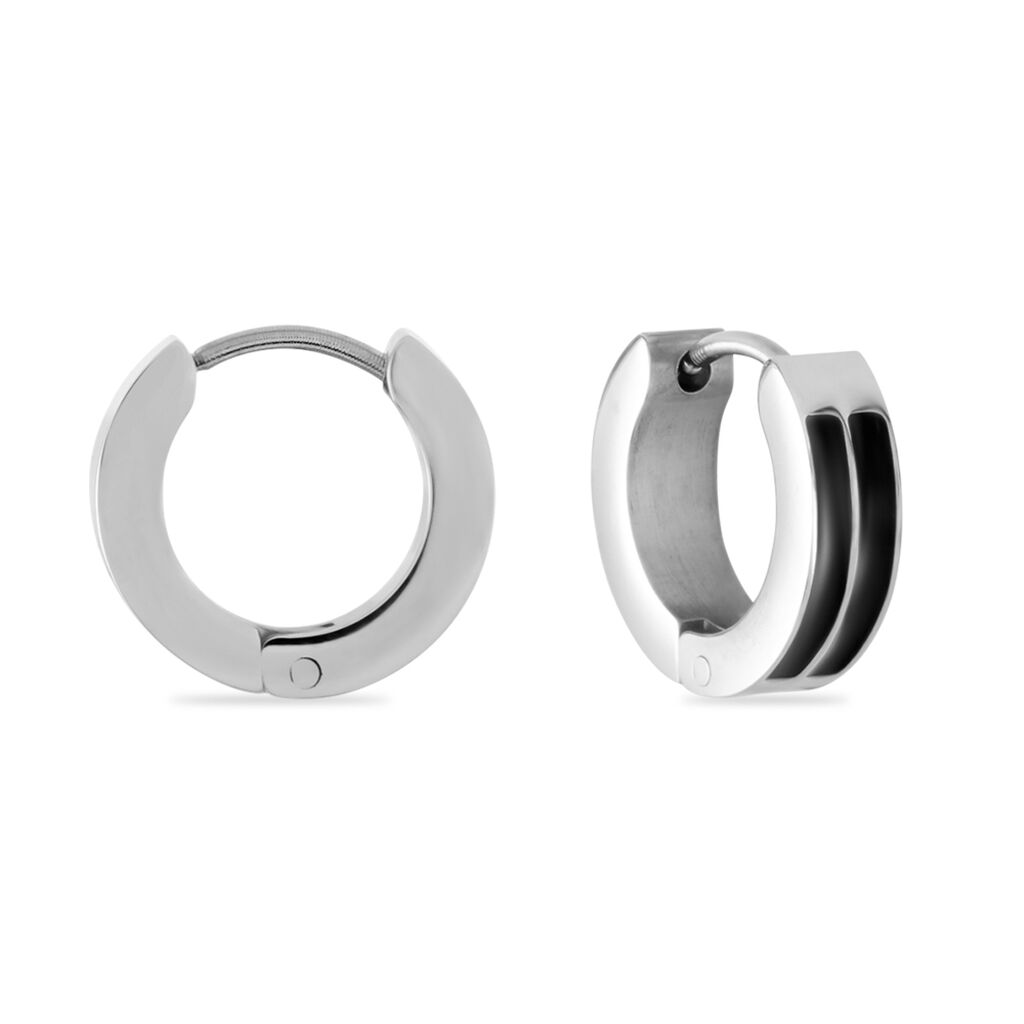Créoles Jourdan Homme Tilos Acier Blanc - Boucles d'oreilles créoles Homme | Histoire d’Or