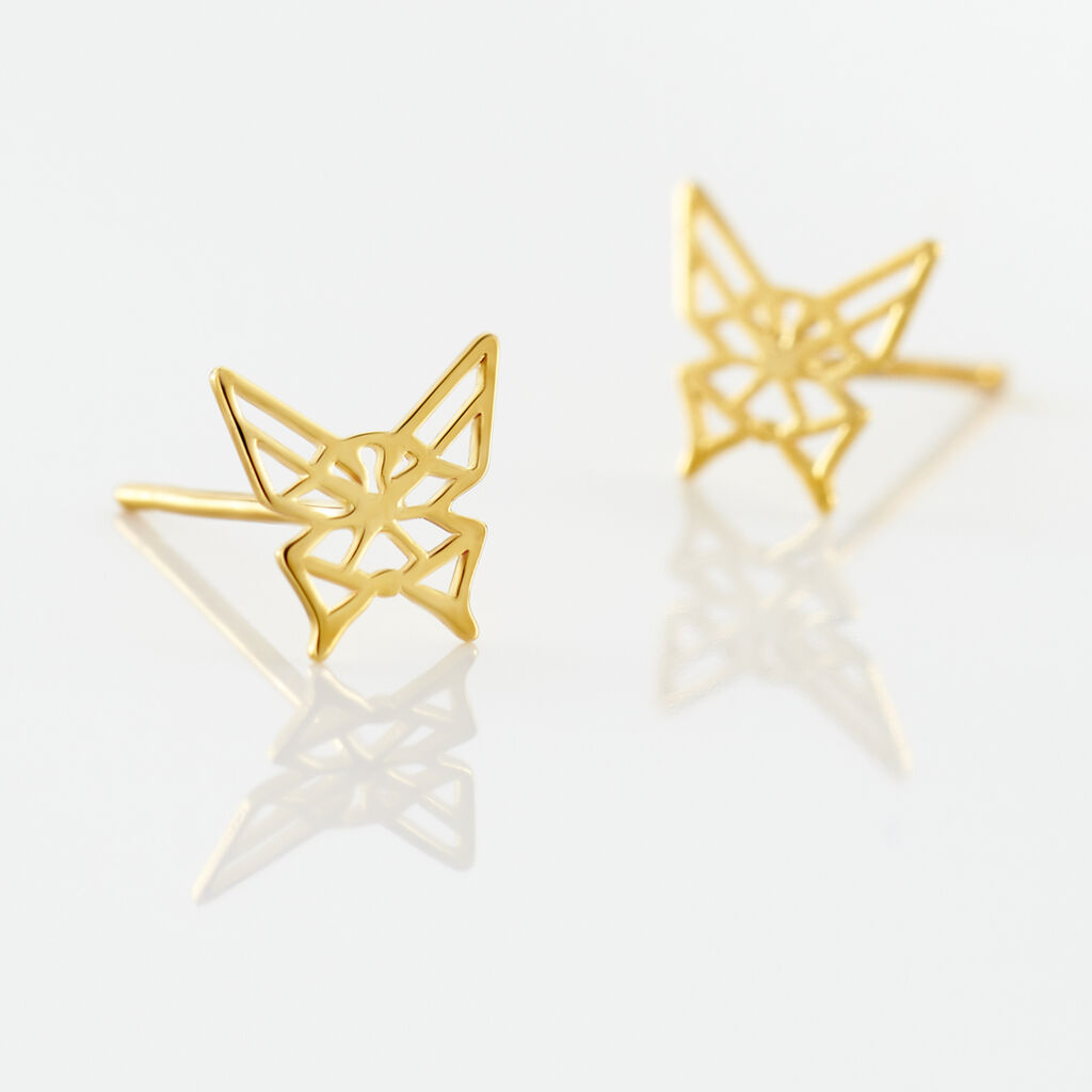 Boucles D'oreilles Puces Bartholomee Papillon Or Jaune - Clous d'oreilles Femme | Histoire d’Or