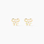 Boucles D'oreilles Puces Darina Noeud Or Jaune Oxyde De Zirconium - Clous d'oreilles Famille | Histoire d&rsquo;Or