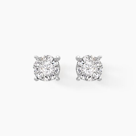 Boucles D'oreilles Puces Artemis Or Blanc Diamant - Clous d'oreilles Femme | Histoire d’Or