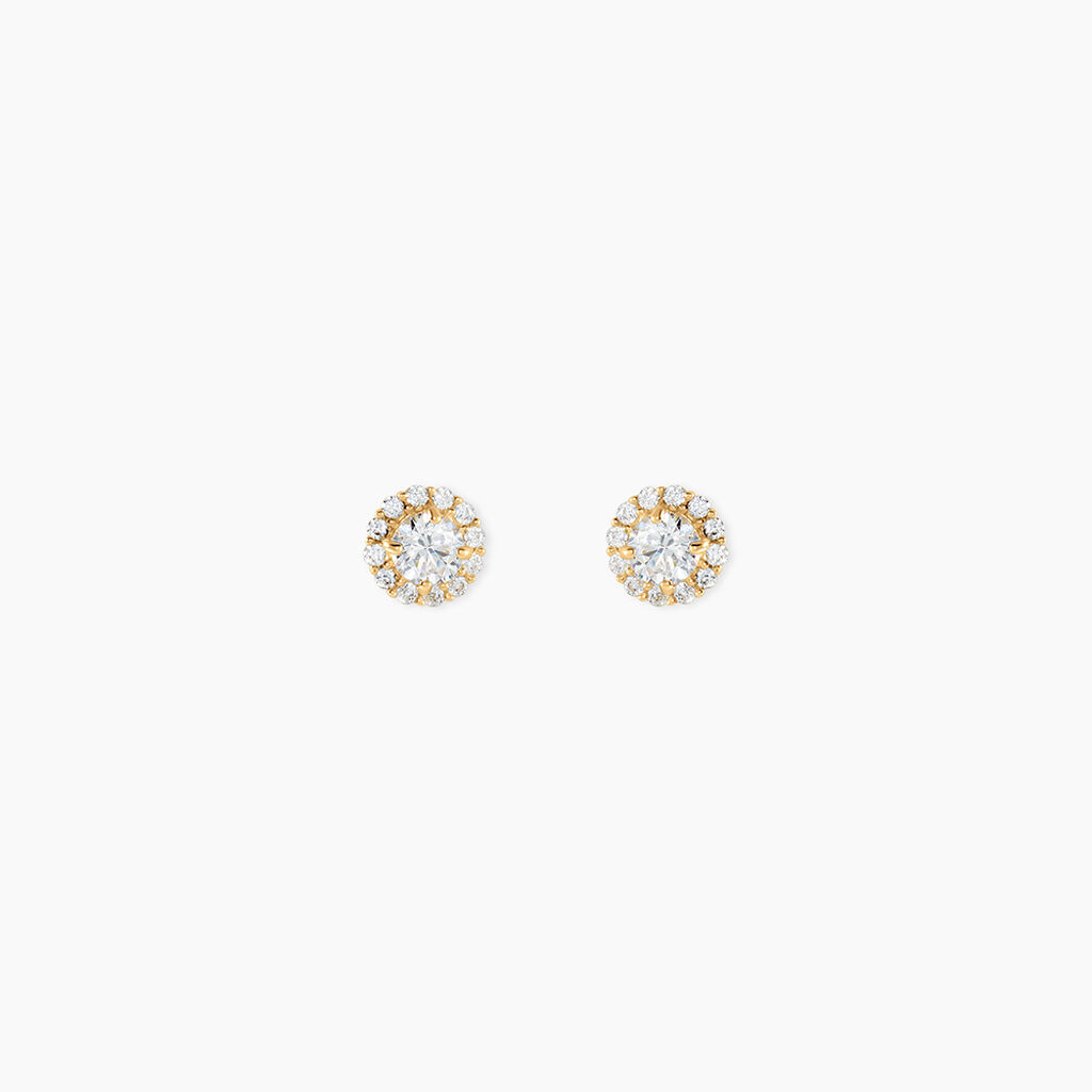 Boucles D'Oreilles Puces Edeline Or Jaune Oxyde De Zirconium - Boucles d'oreilles 18 carats Femme | Histoire d&rsquo;Or