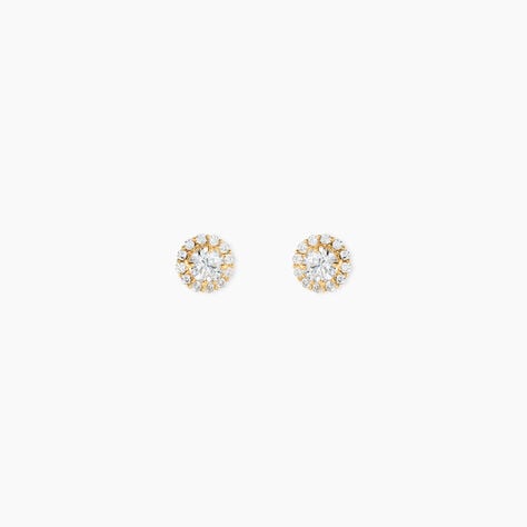 Boucles D'Oreilles Puces Edeline Or Jaune Oxyde De Zirconium - Clous d'oreilles Femme | Histoire d&rsquo;Or
