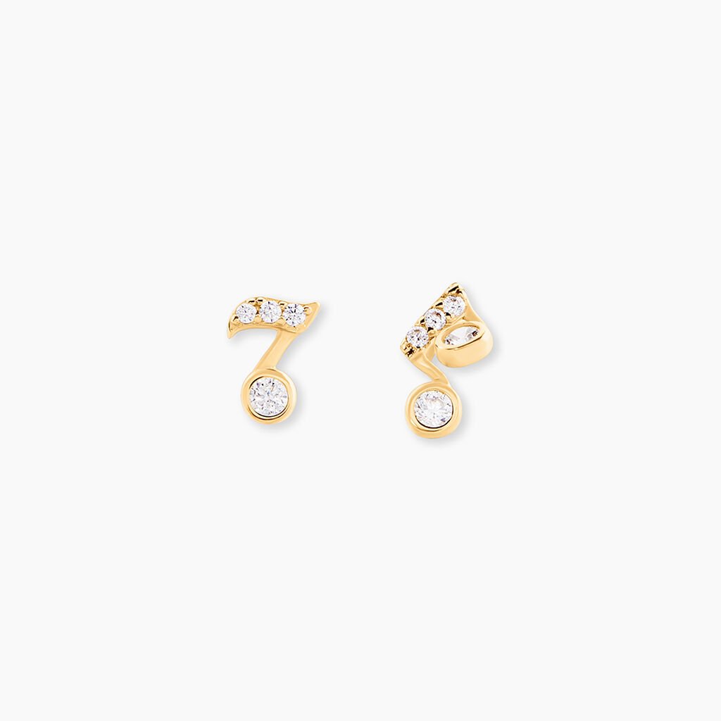 Boucles D'Oreilles Puces Hopcyn Or Jaune Oxyde De Zirconium - Clous d'oreilles Femme | Histoire d’Or