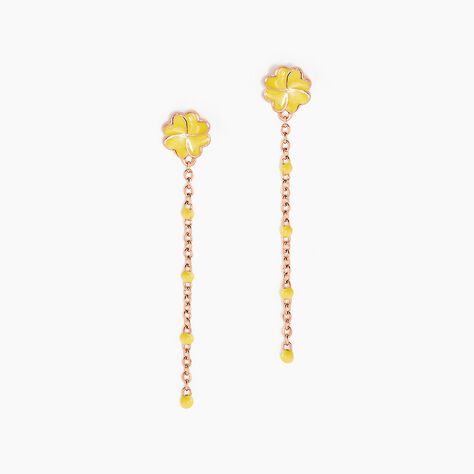 Boucles D'oreilles Pendantes Mimosa Argent Rose - Boucles d'oreilles fantaisie Femme | Histoire d&rsquo;Or