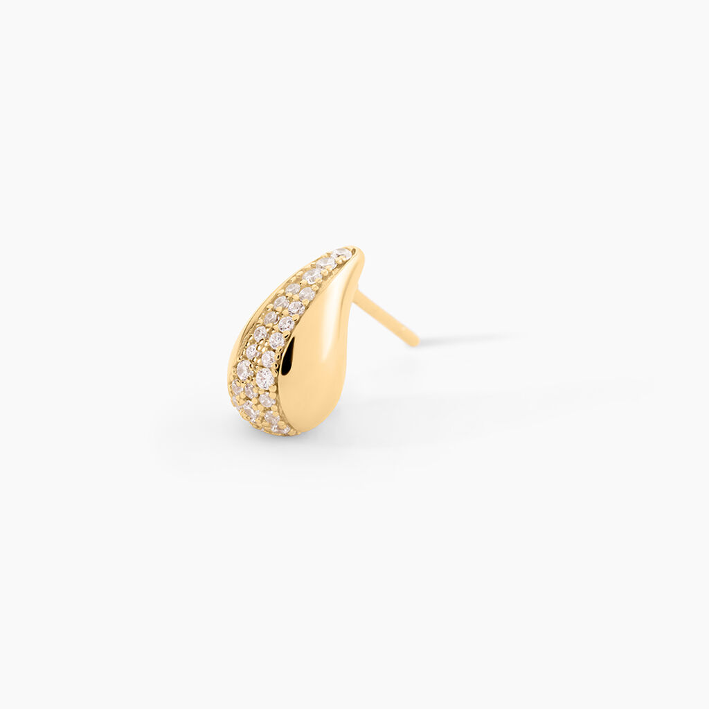 Boucles D'Oreilles Puces Gerardine Argent Dor&eacute; A L'Or 750/1000 Oxyde De Zirconium - Boucles d'oreilles empierr&eacute;es Femme | Histoire d&rsquo;Or