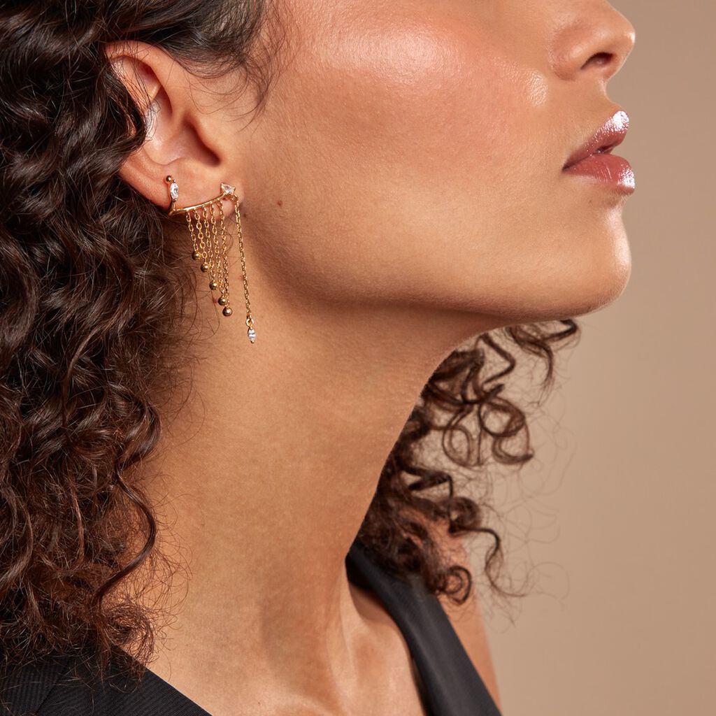 Bijou D'oreille Unitaire Urban Flower Plaqué Or Jaune Oxyde - Boucles d'oreilles fantaisie Femme | Histoire d’Or