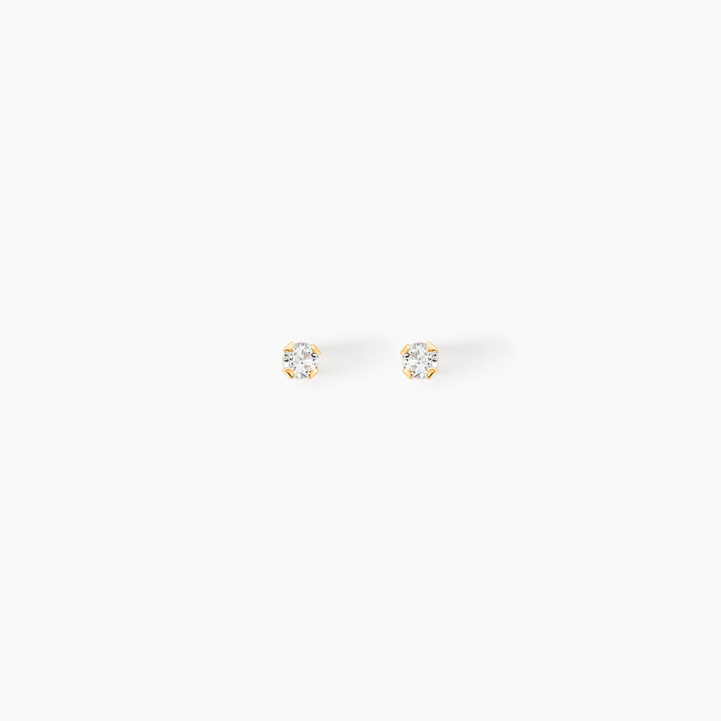 Boucles D'oreilles Puces Pepita Or Jaune Oxyde De Zirconium - Clous d'oreilles Famille | Histoire d’Or