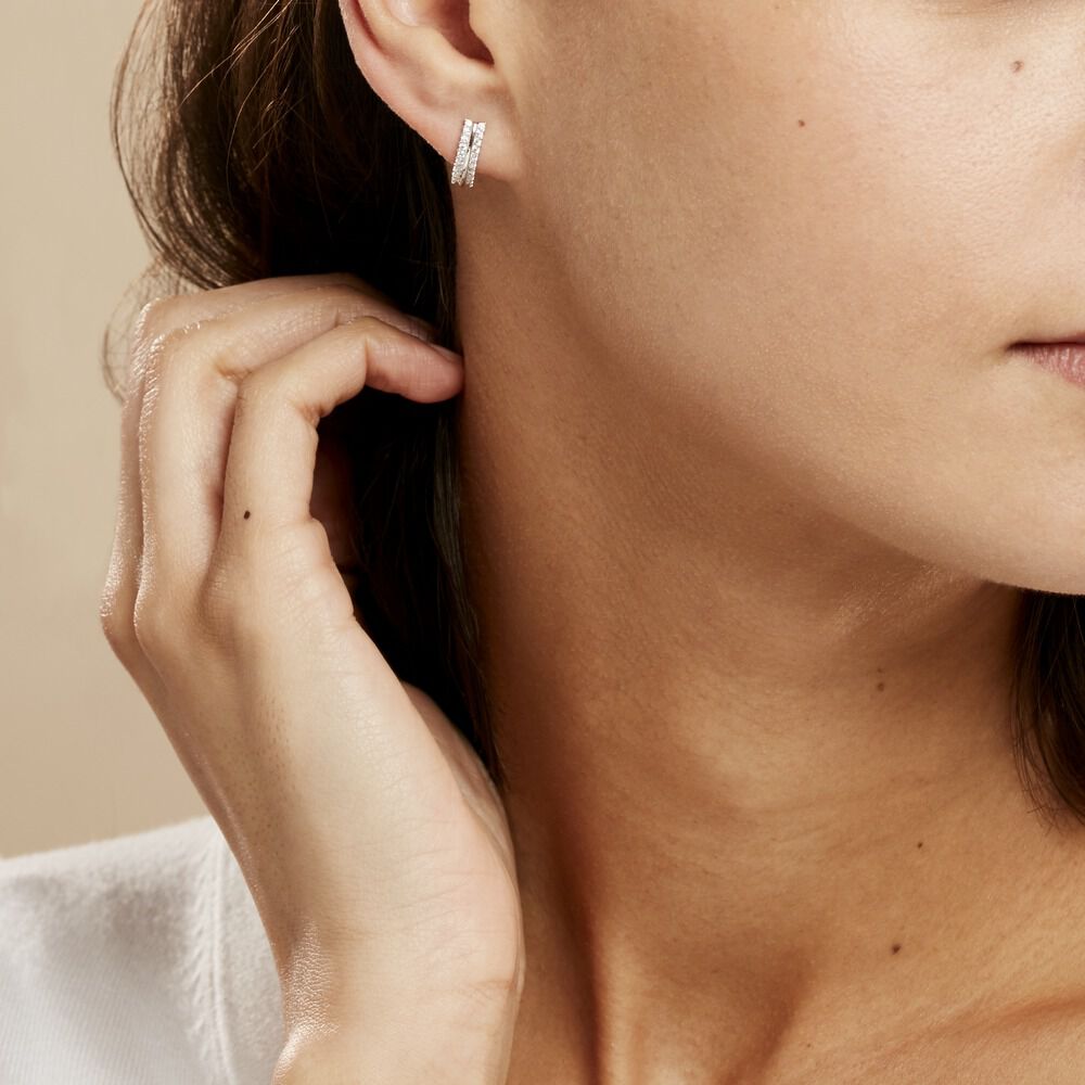 Boucles D'Oreilles Histoire D'or En Argent 925 Plaqué Or - Neuf Sans Emballage, Style Boucle