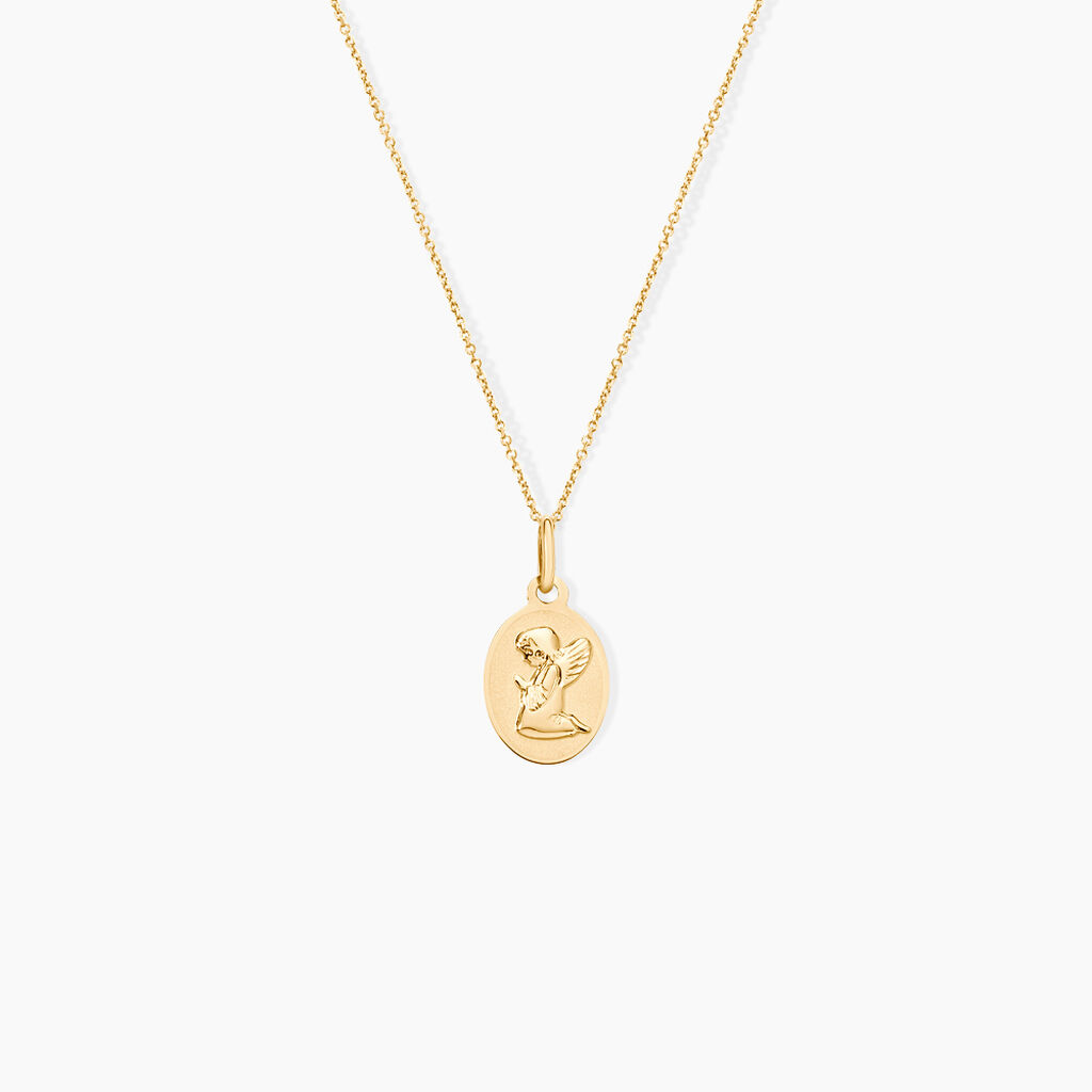 Pendentif Hadia Ange Ovale Or Jaune - Pendentifs Communion Famille | Histoire d&rsquo;Or
