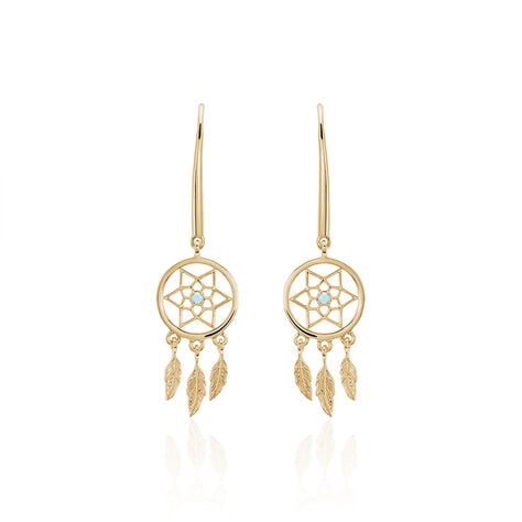 Boucles D'oreilles Pendantes Attrape Reves Plaque Or Pierre - Boucles d'oreilles fantaisie Femme | Histoire d&rsquo;Or