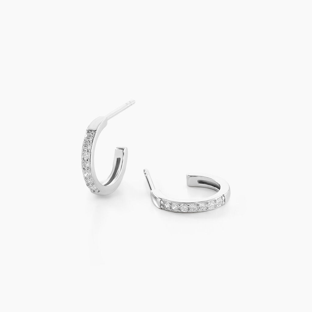 Cr&eacute;oles Argent Blanc Roshan Oxydes De Zirconium - Boucles d'oreilles cr&eacute;oles Femme | Histoire d&rsquo;Or