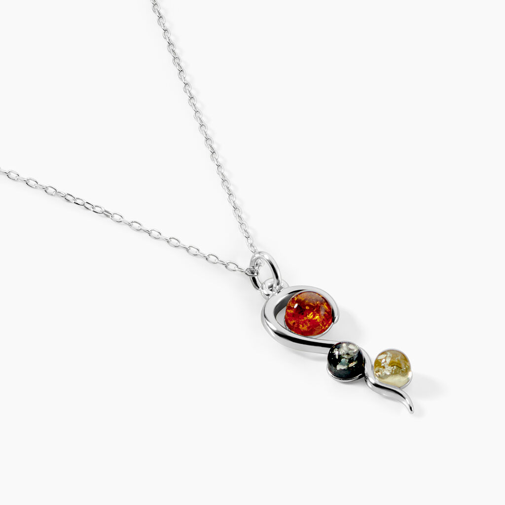 Collier Murriel Argent Blanc Ambre - Colliers fantaisie Femme | Histoire d&rsquo;Or