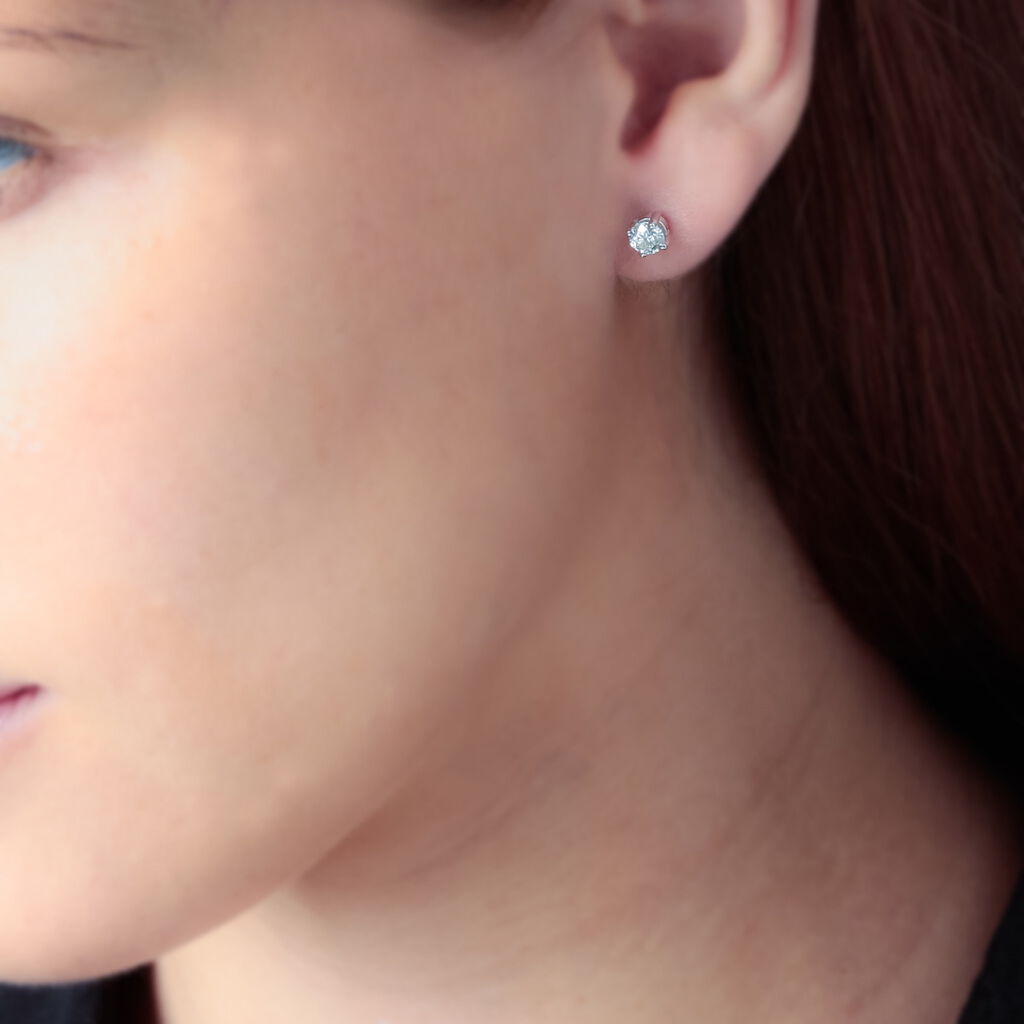 Boucles D'oreilles Puces Hapsatou Or Blanc Diamant - Clous d'oreilles Femme | Histoire d’Or