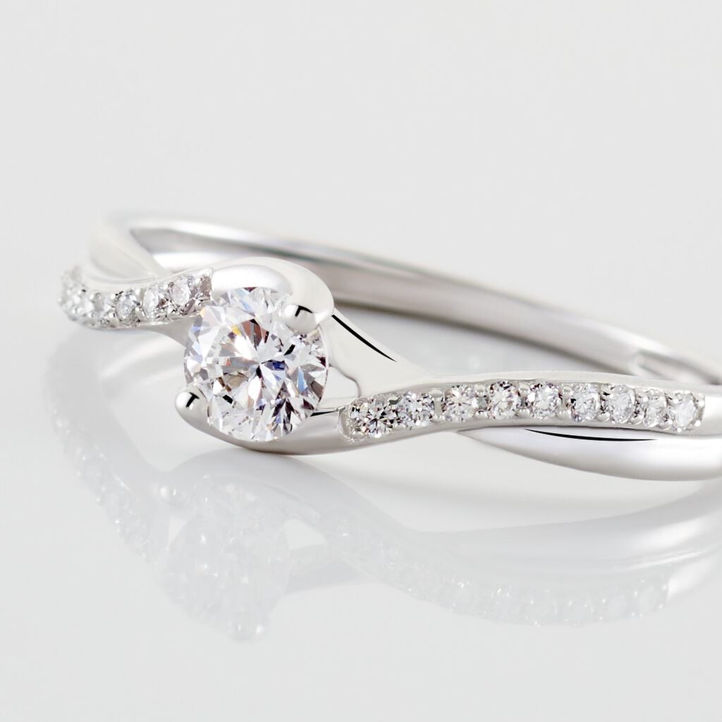 Solitaire Accompagné Laetitianne Or Blanc Diamant Synthétique - Bagues solitaires Femme | Histoire d’Or