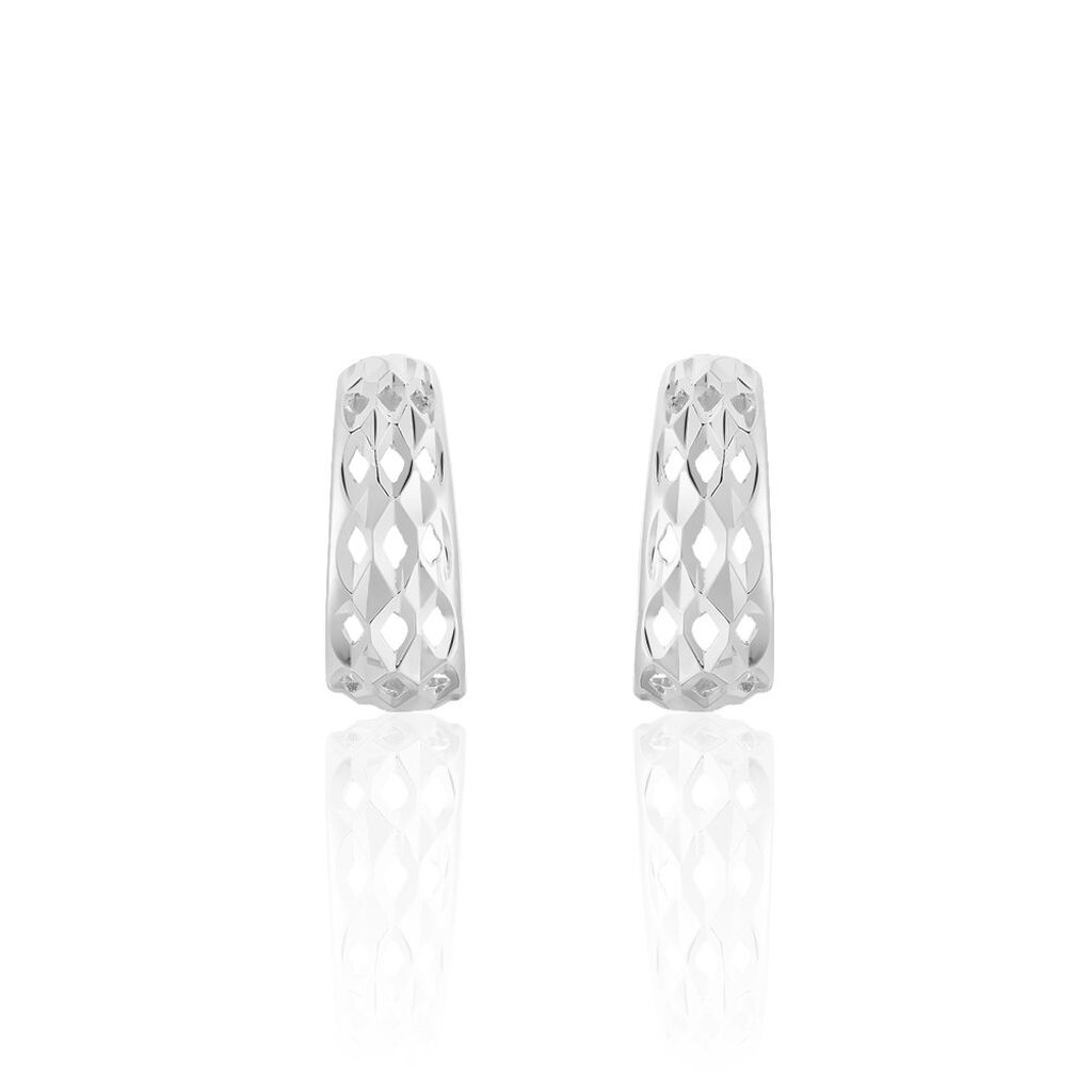 Créoles Sybilles Argent Blanc - Boucles d'oreilles créoles Femme | Histoire d’Or