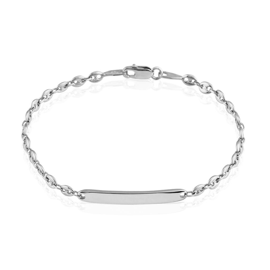 Bracelet Identité Caroline Maille Grain De Cafe Argent Blanc - Cadeaux de naissance Femme | Histoire d’Or