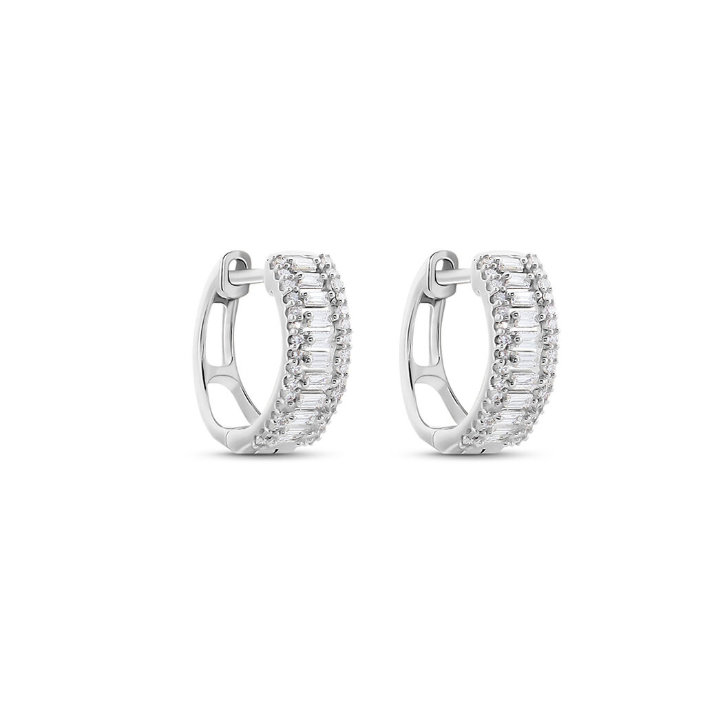 Créoles Or Blanc Collection 1986 Diamants - Boucles d'oreilles créoles Femme | Histoire d’Or
